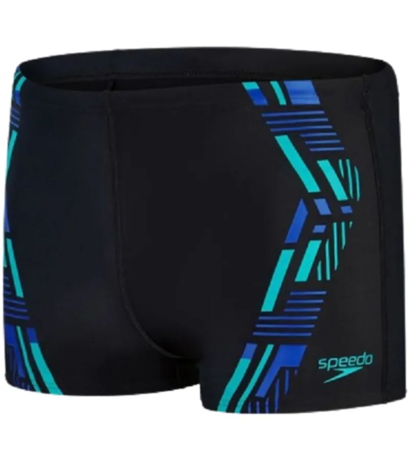 Speedo Men's Tech Print Aquashort Black/Blue/Aquarium